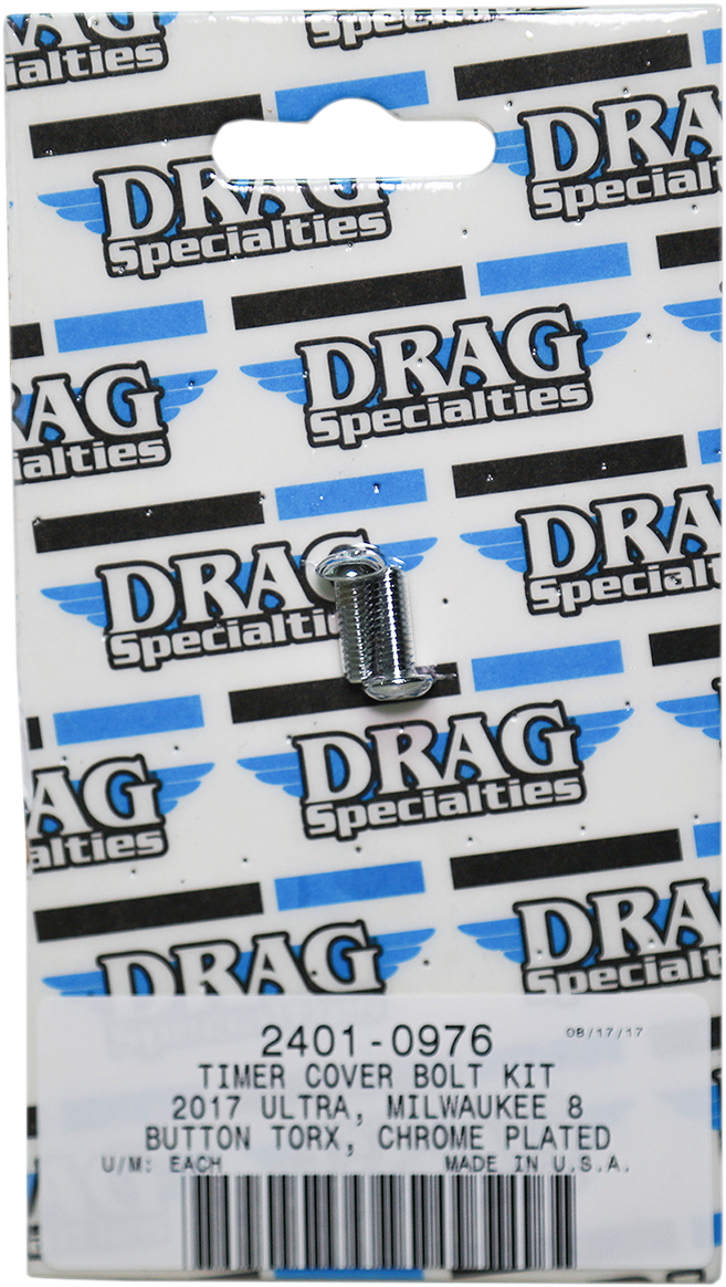 DRAG SPECIALTIES Bolt Kit - Timing Cover - Smooth/Button-Head/Torx - Chrome - M8 MK780