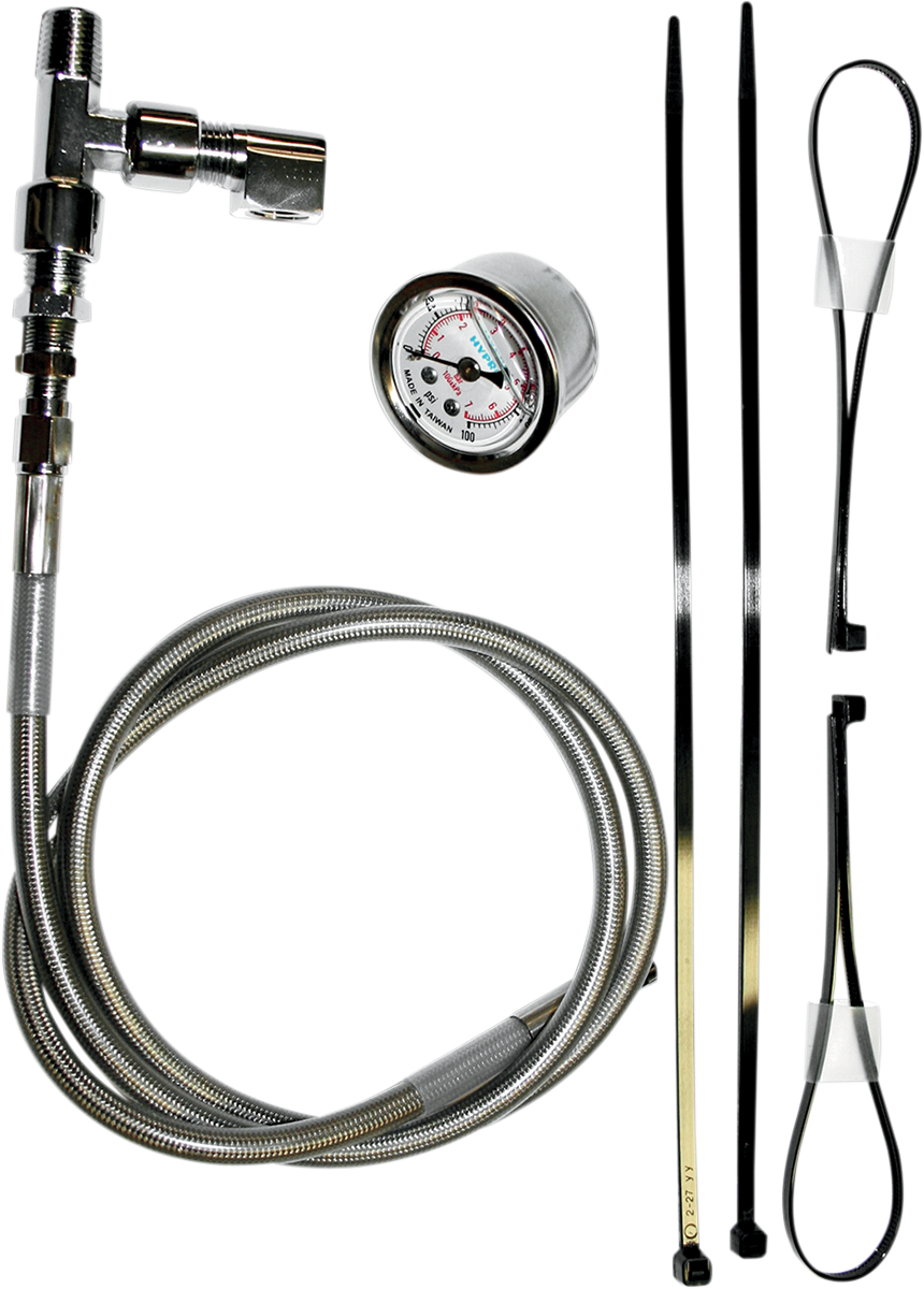 FEULING PARTS Remote Oil Pressure Gauge/Line Kit - Stainless/Chrome 9018