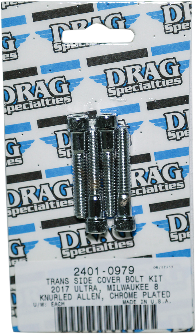 DRAG SPECIALTIES Bolt Kit - Transmission Side Cover - Knurled/Socket-Head - Chrome - M8 MK782