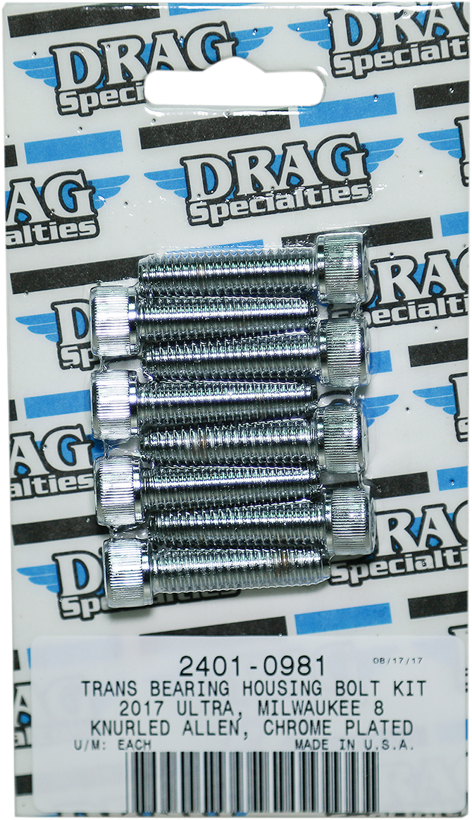 DRAG SPECIALTIES Bolt Kit - Transmission Bearing Housing - Knurled/Socket-Head - Chrome - M8 MK783