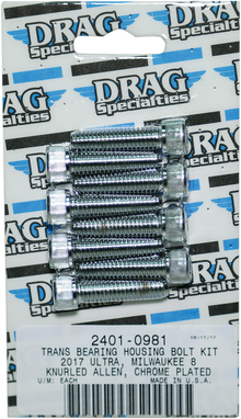 DRAG SPECIALTIES Bolt Kit - Transmission Bearing Housing - Knurled/Socket-Head - Chrome - M8 MK783