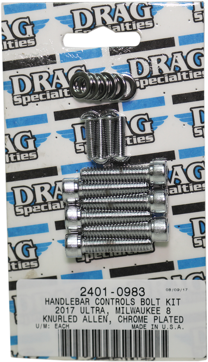 DRAG SPECIALTIES Bolt Kit - Handlebar Controls - Knurled/Socket-Head - Chrome - M8 MK784