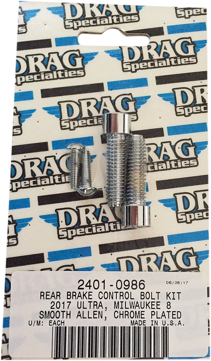 DRAG SPECIALTIES Bolt Kit - Rear Brake Control - Smooth/Socket-Head - Chrome - M8 MK785S
