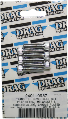DRAG SPECIALTIES Bolt Kit - Transmission Top Cover - Knurled/Socket-Head - Chrome - M8 MK786