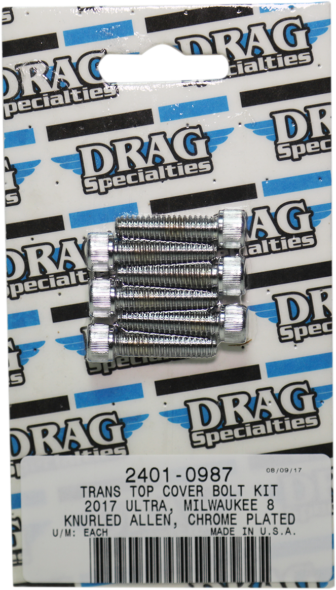 DRAG SPECIALTIES Bolt Kit - Transmission Top Cover - Knurled/Socket-Head - Chrome - M8 MK786