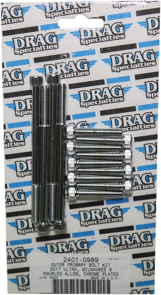 DRAG SPECIALTIES Bolt Kit - Outer Primary - Knurled/Socket-Head - Chrome - M8 MK787