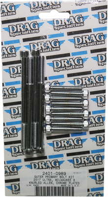 DRAG SPECIALTIES Bolt Kit - Outer Primary - Knurled/Socket-Head - Chrome - M8 MK787