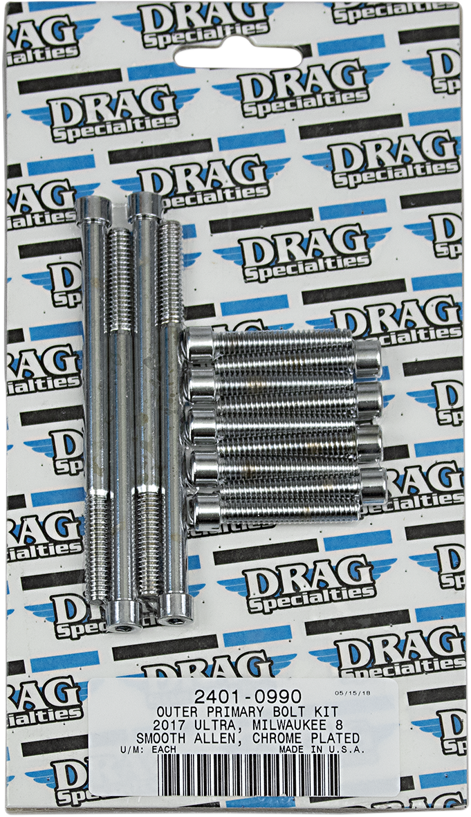 DRAG SPECIALTIES Bolt Kit - Outer Primary - Smooth/Socket-Head - Chrome - M8 MK787S