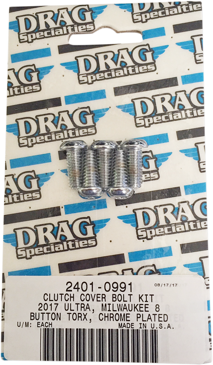DRAG SPECIALTIES Bolt Kit - Clutch Cover - Smooth/Button-Head/Torx - Chrome - M8 MK788