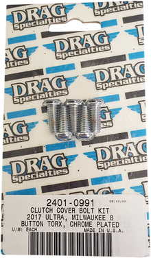 DRAG SPECIALTIES Bolt Kit - Clutch Cover - Smooth/Button-Head/Torx - Chrome - M8 MK788
