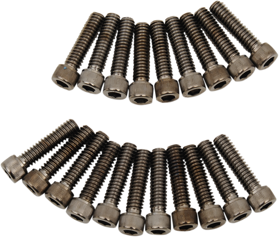 DRAG SPECIALTIES Bolt Kit - Rocker Cover - Knurled/Socket-Head - Black/Chrome - M8 MK777BK