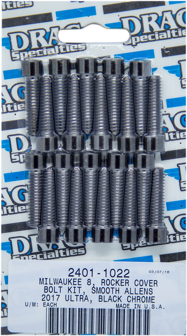DRAG SPECIALTIES Bolt Kit - Rocker Cover - Smooth/Socket-Head - Black/Chrome - M8 MK777SBK