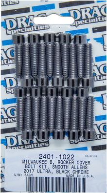 DRAG SPECIALTIES Bolt Kit - Rocker Cover - Smooth/Socket-Head - Black/Chrome - M8 MK777SBK