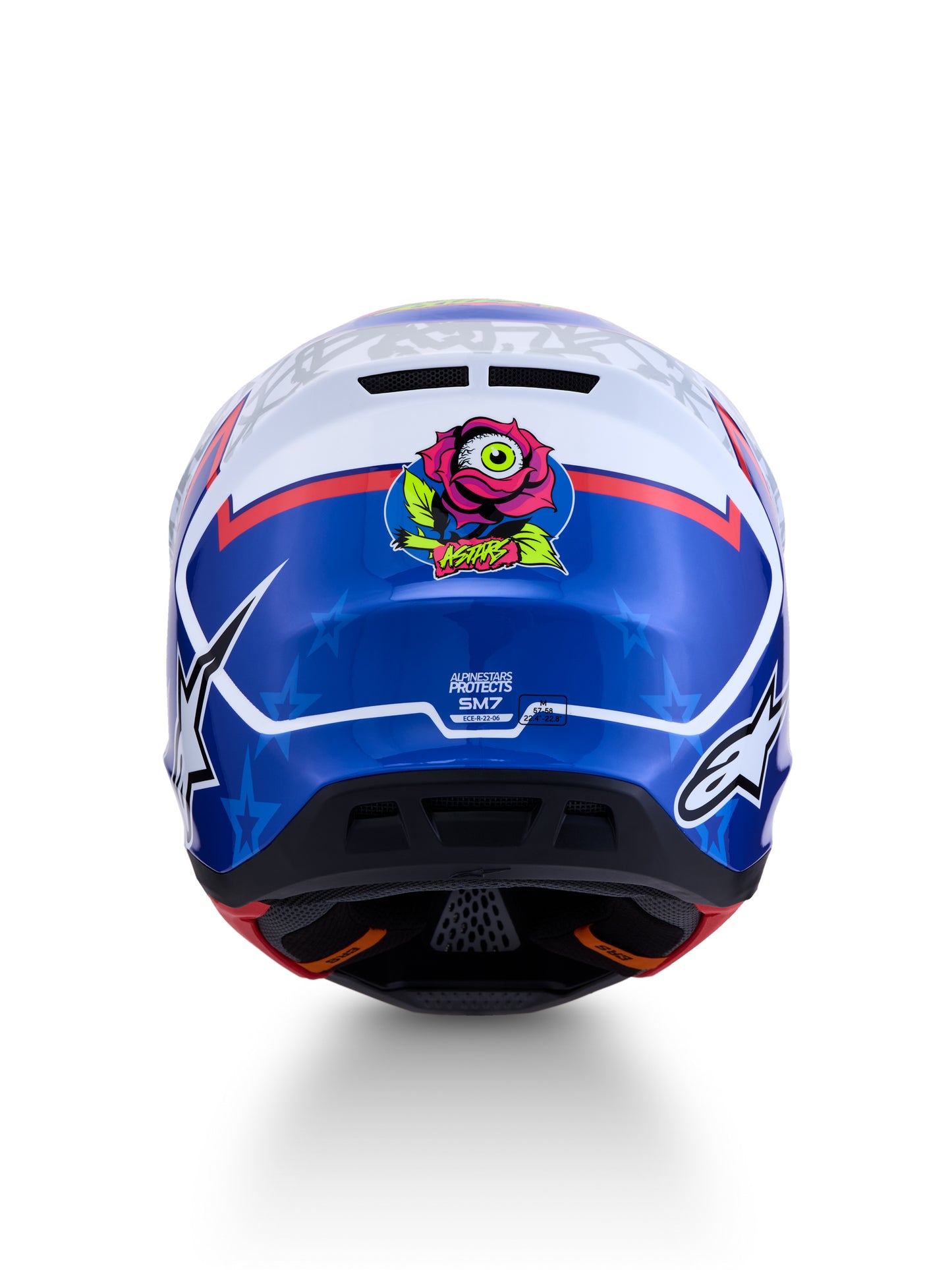 S M7 Blaster Helmet Ece06/Dot Wht/Blue/Red Glossy 2x