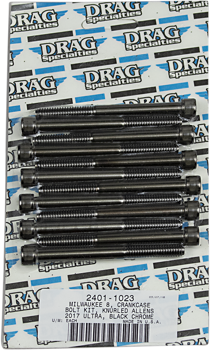DRAG SPECIALTIES Bolt Kit - Crankcase - Knurled/Socket-Head - Black/Chrome - M8 MK778BK