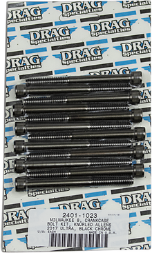DRAG SPECIALTIES Bolt Kit - Crankcase - Knurled/Socket-Head - Black/Chrome - M8 MK778BK