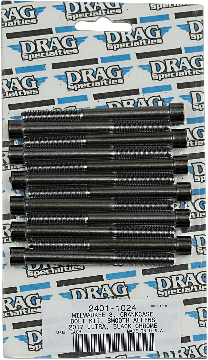 DRAG SPECIALTIES Bolt Kit - Crankcase - Smooth/Socket-Head - Black/Chrome - M8 MK778SBK