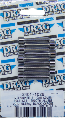 DRAG SPECIALTIES Bolt Kit - Cam Cover - Smooth/Socket-Head - Black/Chrome - M8 MK779SBK