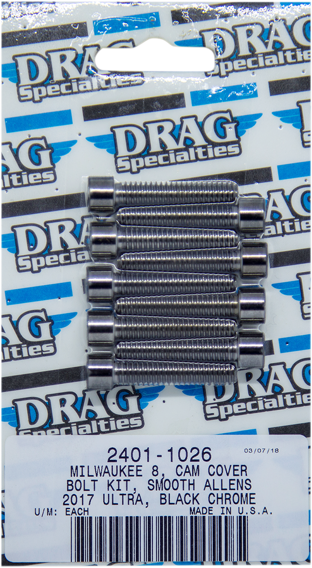 DRAG SPECIALTIES Bolt Kit - Cam Cover - Smooth/Socket-Head - Black/Chrome - M8 MK779SBK