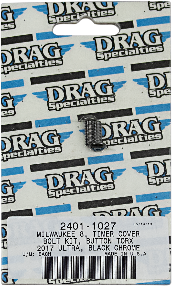 DRAG SPECIALTIES Bolt Kit - Timing Cover - Smooth/Button-Head/Torx - Black/Chrome - M8 MK780BK
