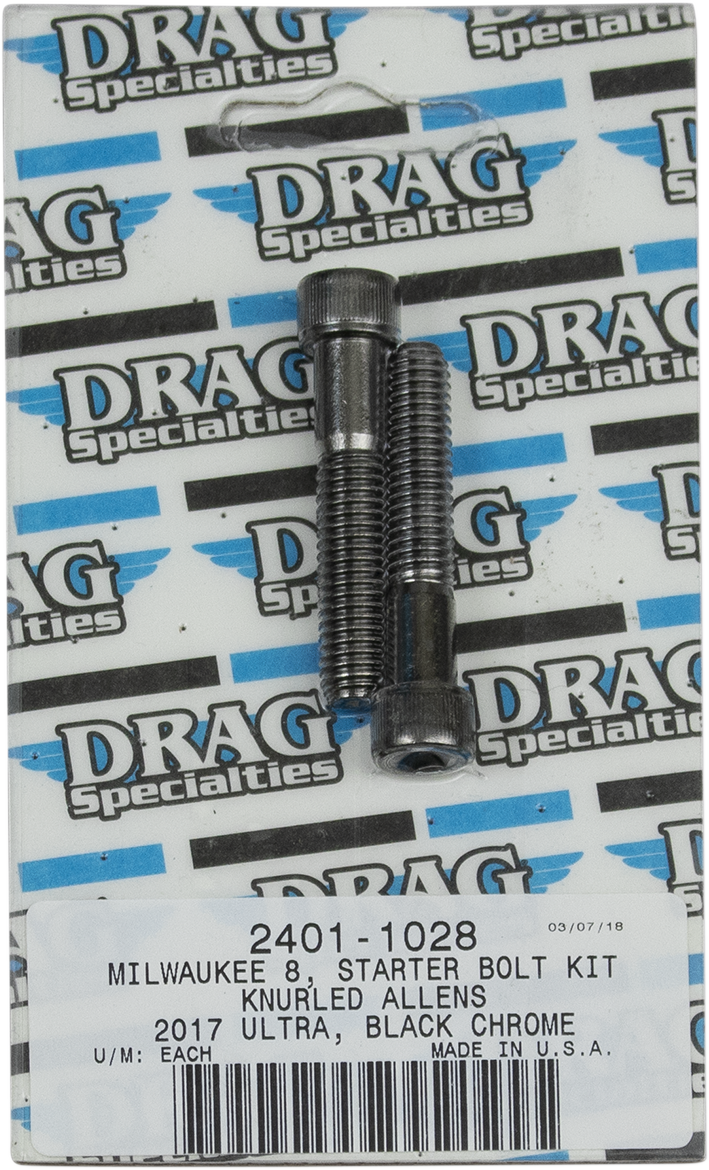 DRAG SPECIALTIES Bolt Kit - Starter - Knurled/Socket-Head - Black/Chrome - M8 MK781BK