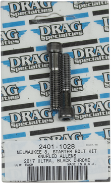DRAG SPECIALTIES Bolt Kit - Starter - Knurled/Socket-Head - Black/Chrome - M8 MK781BK