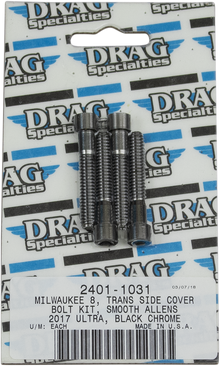 DRAG SPECIALTIES Bolt Kit - Transmission Side Cover - Smooth/Socket-Head - Black/Chrome - M8 MK782SBK