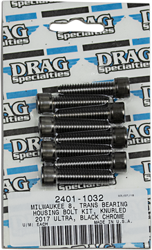 DRAG SPECIALTIES Bolt Kit - Transmission Bearing Housing - Knurled/Socket-Head - Black/Chrome - M8 MK783BK