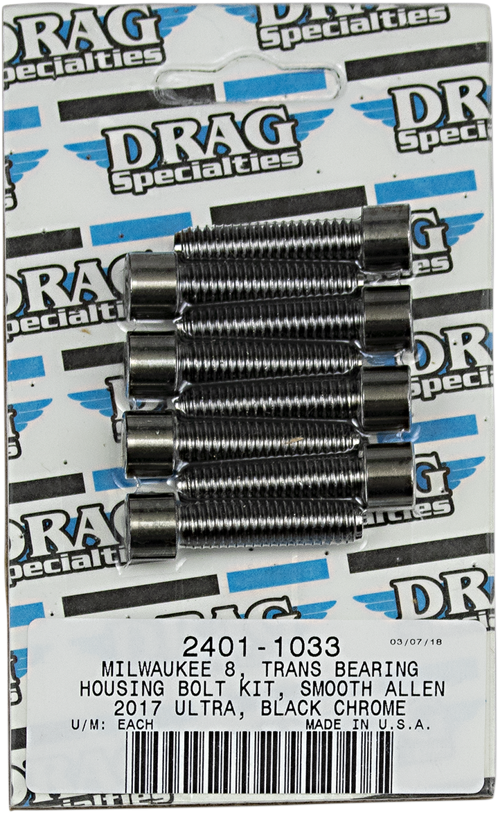 DRAG SPECIALTIES Bolt Kit - Transmission Bearing Housing - Smooth/Socket-Head - Black/Chrome - M8 MK783SBK