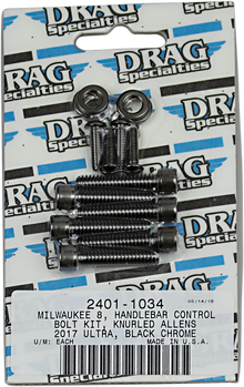 DRAG SPECIALTIES Bolt Kit - Handlebar Controls - Knurled/Socket-Head - Black/Chrome - M8 MK784BK