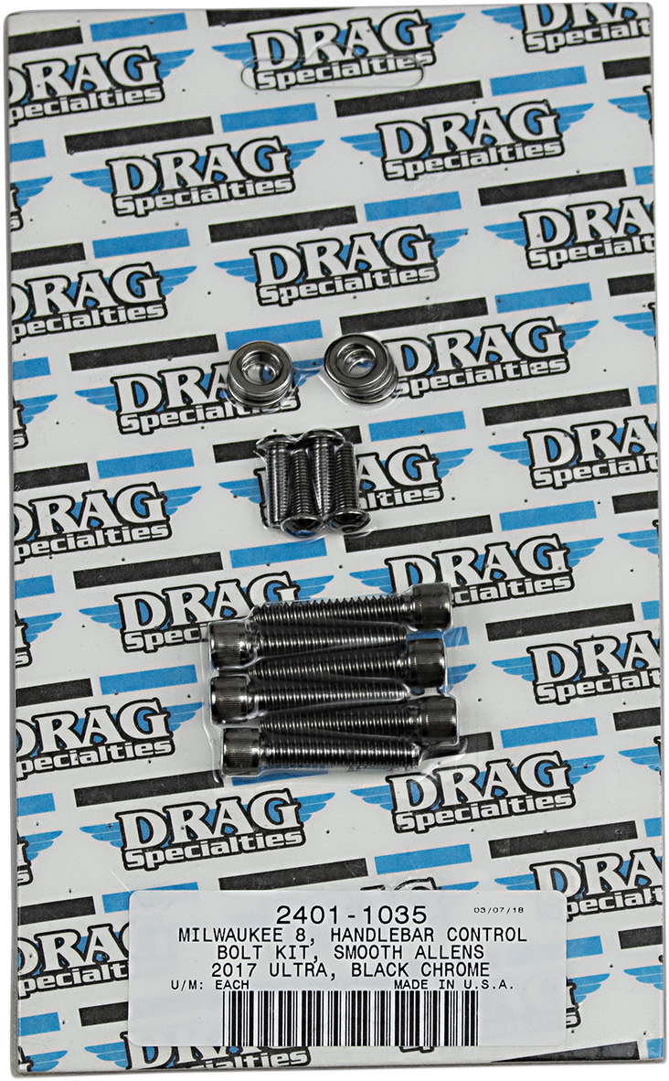 DRAG SPECIALTIES Bolt Kit - Handlebar Controls - Smooth/Socket-Head - Black/Chrome - M8 MK784SBK