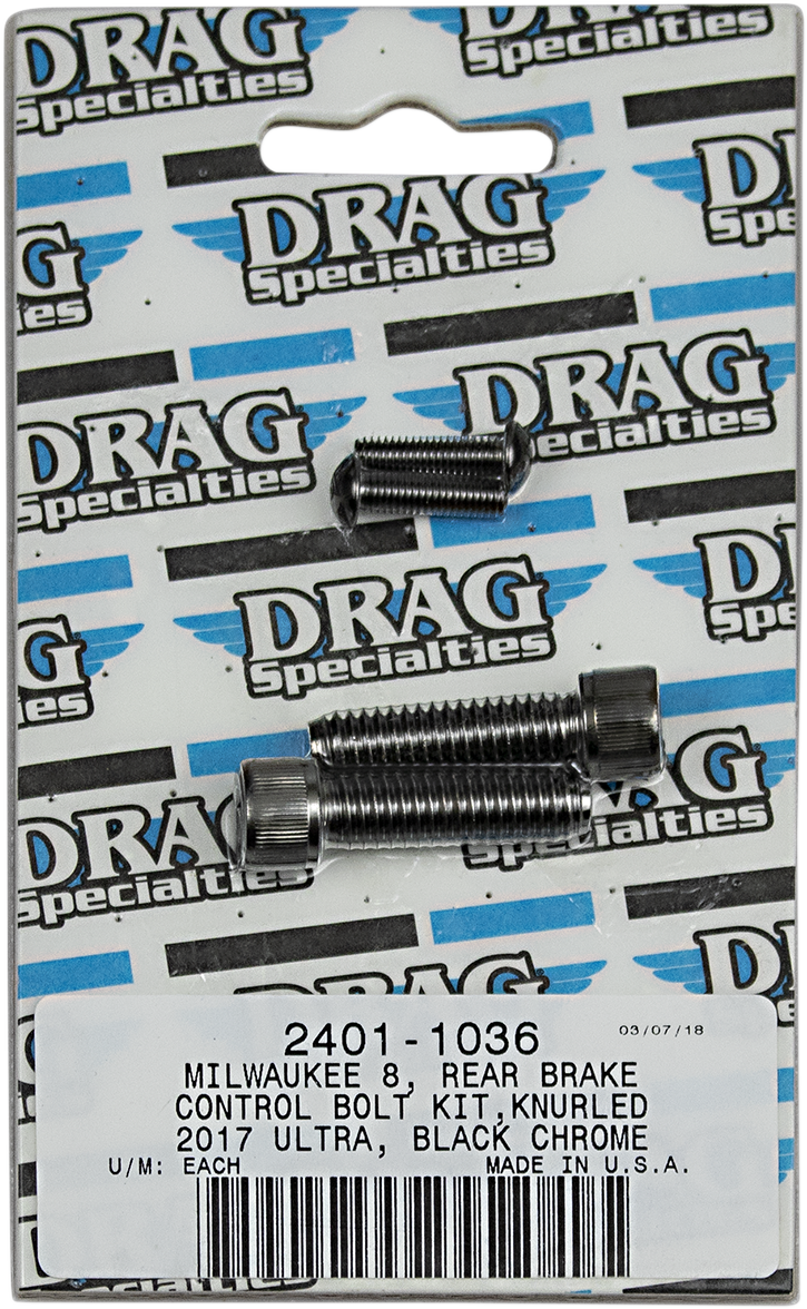 DRAG SPECIALTIES Bolt Kit - Rear Brake Control - Knurled/Socket-Head - Black/Chrome - M8 MK785BK