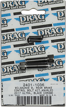 DRAG SPECIALTIES Bolt Kit - Rear Brake Control - Knurled/Socket-Head - Black/Chrome - M8 MK785BK