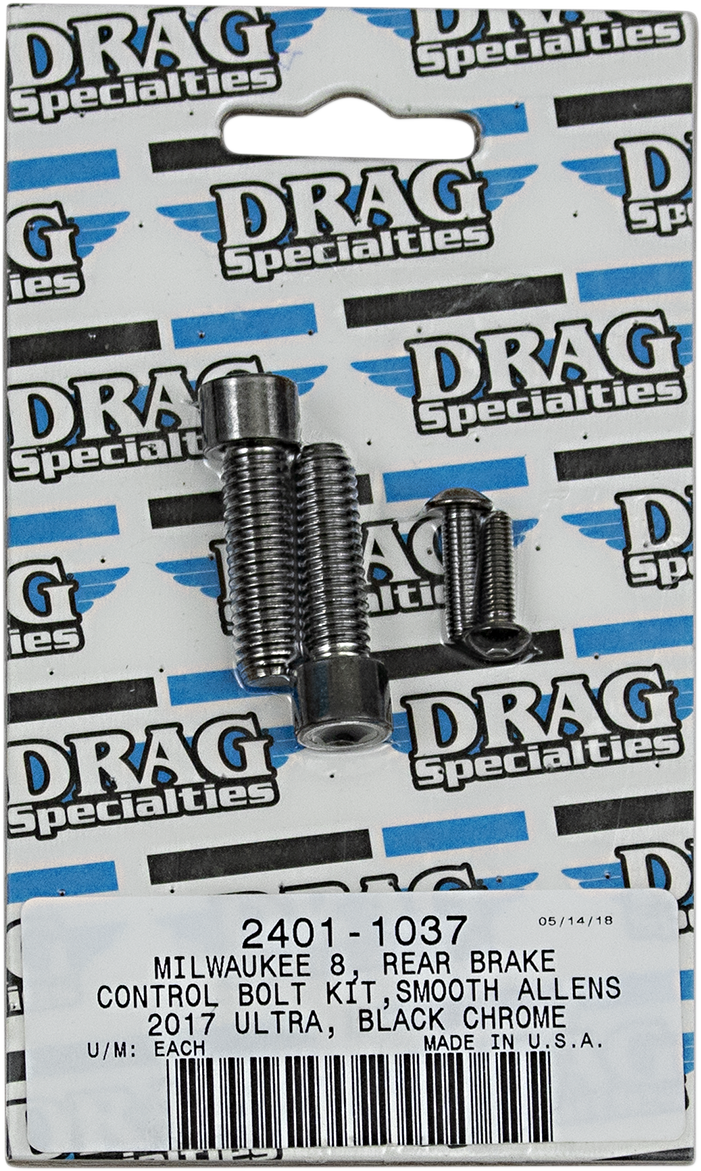 DRAG SPECIALTIES Bolt Kit - Rear Brake Control - Smooth/Socket-Head - Black/Chrome - M8 MK785SBK