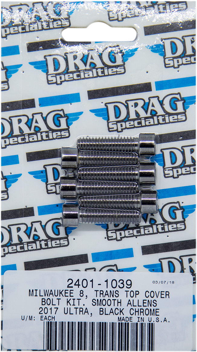DRAG SPECIALTIES Bolt Kit - Transmission Top Cover - Smooth/Socket-Head - Black/Chrome - M8 MK786SBK