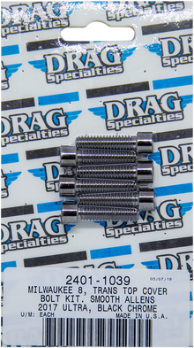 DRAG SPECIALTIES Bolt Kit - Transmission Top Cover - Smooth/Socket-Head - Black/Chrome - M8 MK786SBK