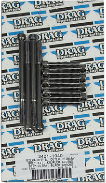 DRAG SPECIALTIES Bolt Kit - Outer Primary - Knurled/Socket-Head - Black/Chrome - M8 MK787BK