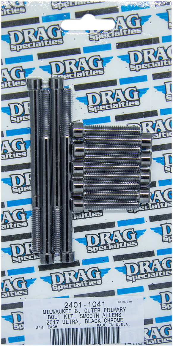 DRAG SPECIALTIES Bolt Kit - Outer Primary - Smooth/Socket-Head - Black/Chrome - M8 MK787SBK