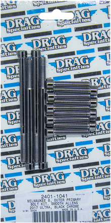 DRAG SPECIALTIES Bolt Kit - Outer Primary - Smooth/Socket-Head - Black/Chrome - M8 MK787SBK