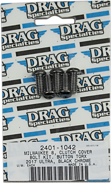 DRAG SPECIALTIES Bolt Kit - Clutch Cover - Smooth/Button-Head/Torx - Black/Chrome - M8 MK788BK