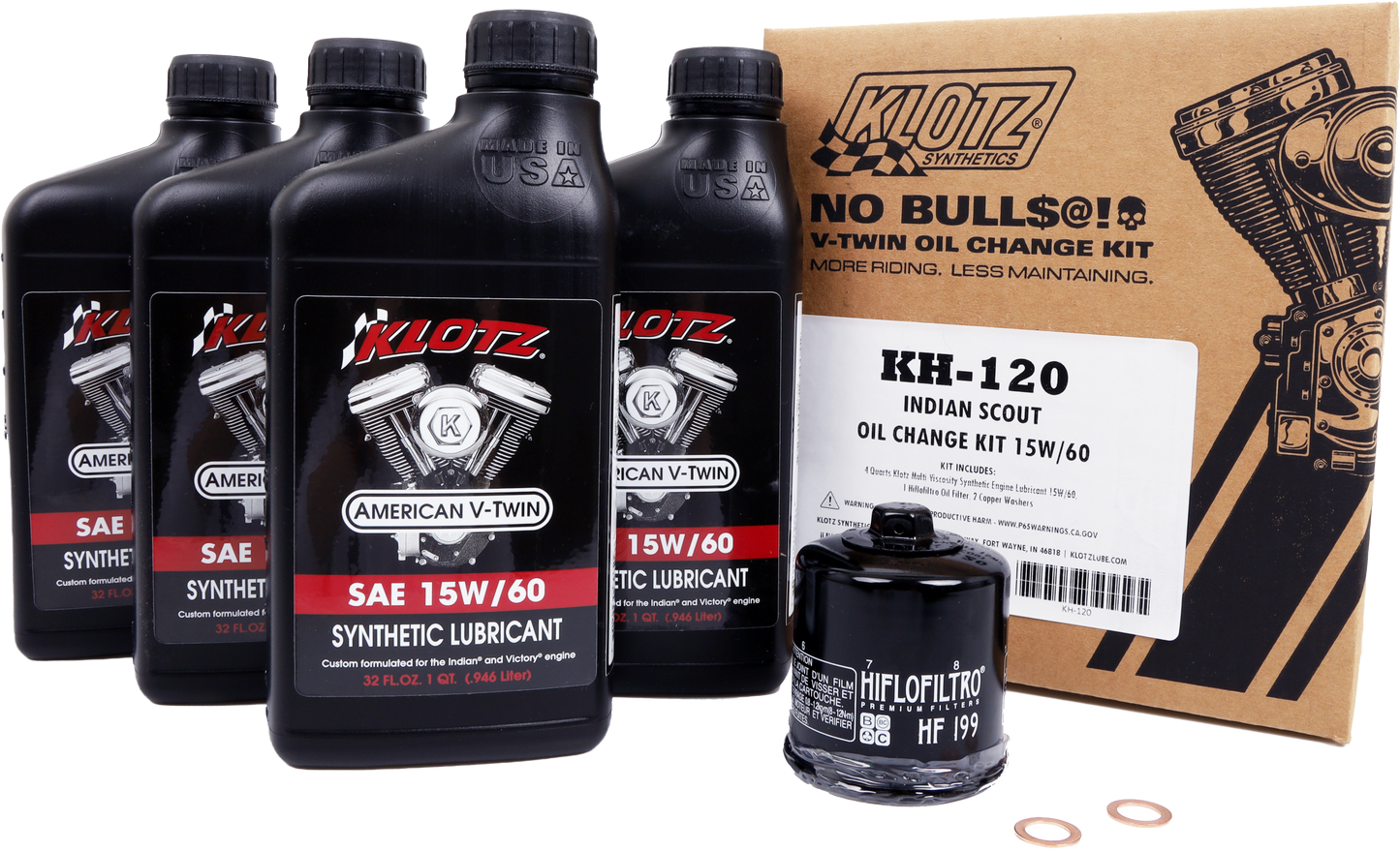 Indian Scout 4qt Synthetic Oil Change Kit