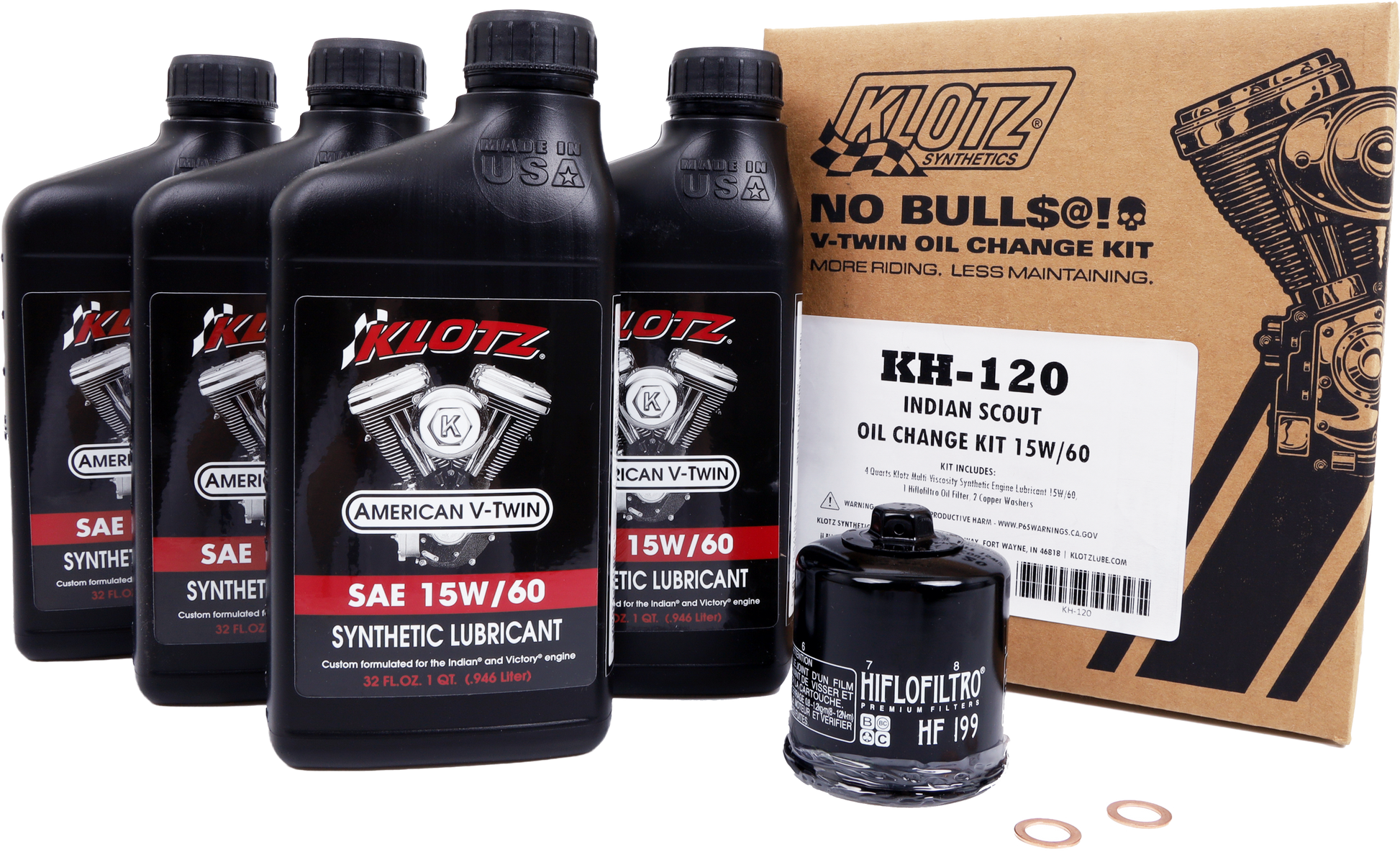 Indian Scout 4qt Synthetic Oil Change Kit