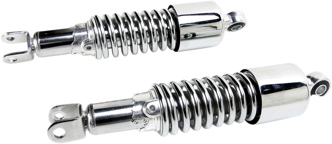 EMGO Custom Shorty Shocks with Shroud - Chrome Body/Chrome Spring Finish - Clevis Lowering 17-05694