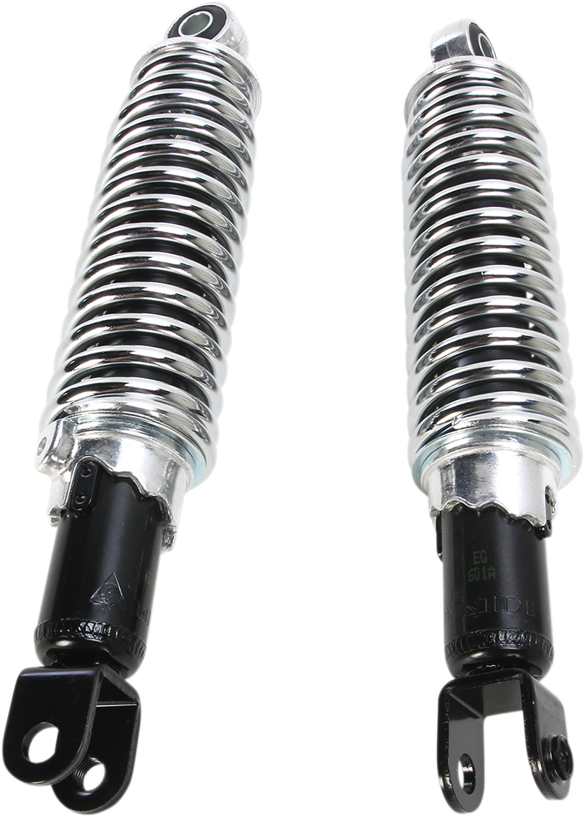 EMGO Custom Shorty Shocks with Shroud - Black Body/Chrome Spring Finish - Clevis Lowering 17-05697