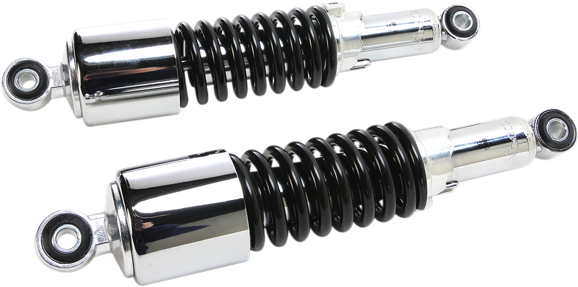 EMGO Custom Shorty Shocks with Shroud - Chrome Body/Black Spring Finish - Eye Lowering 17-05700