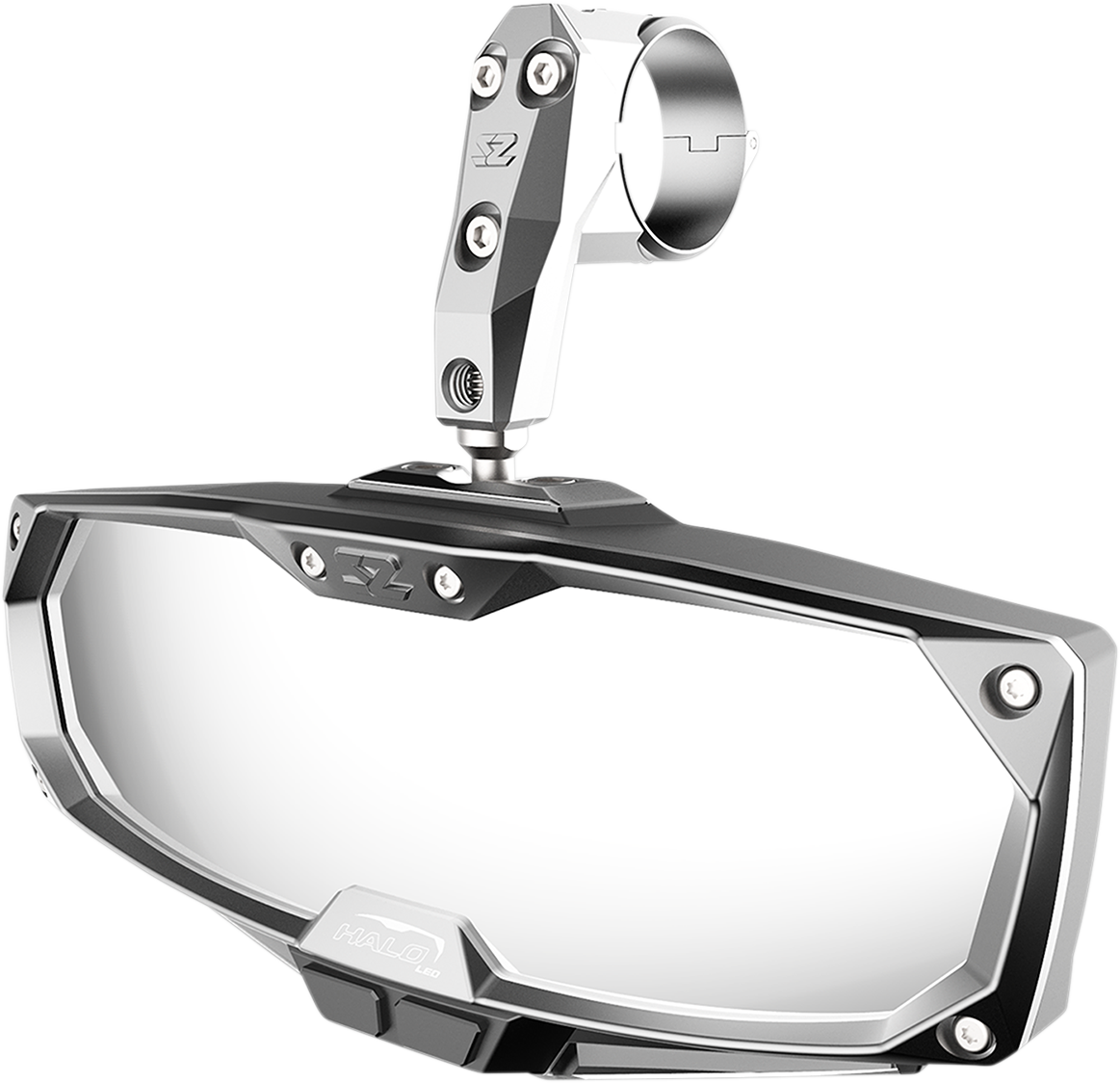 SEIZMIK Mirror - Halo R - Rear View w/LED Cabin Light - Rectangle - Silver w/Silver Bezel - 1.875"/2" ROPS 56-18020