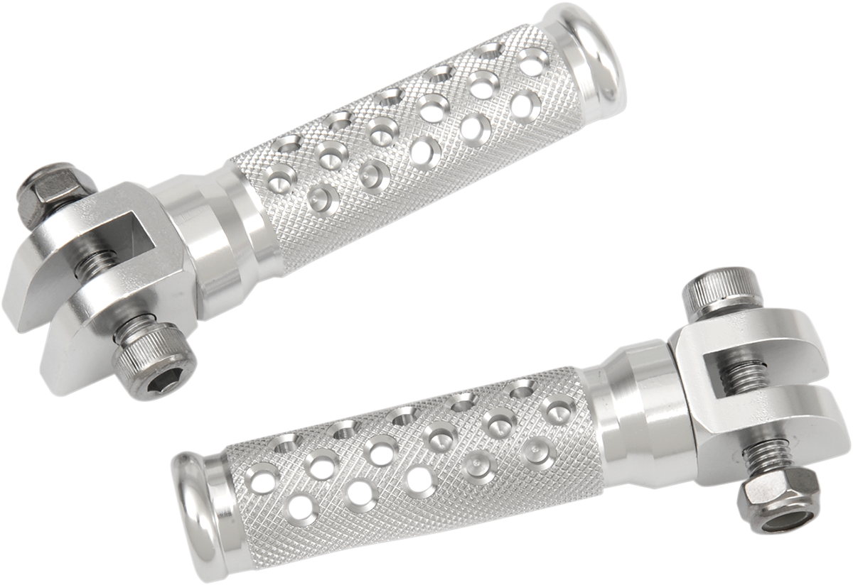 EMGO Slash-Cut Foot Pegs - Driver - Silver - Yamaha 50-11241A