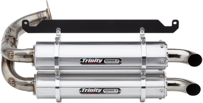 TRINITY RACING Stage 5 Slip-On Dual Muffler - Brushed Aluminum TR-4169S
