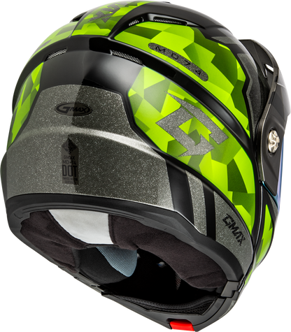 Md 74 Striker Modular Helmet W Gld Shld Blk/Slvr/Grn Mtlc Xl