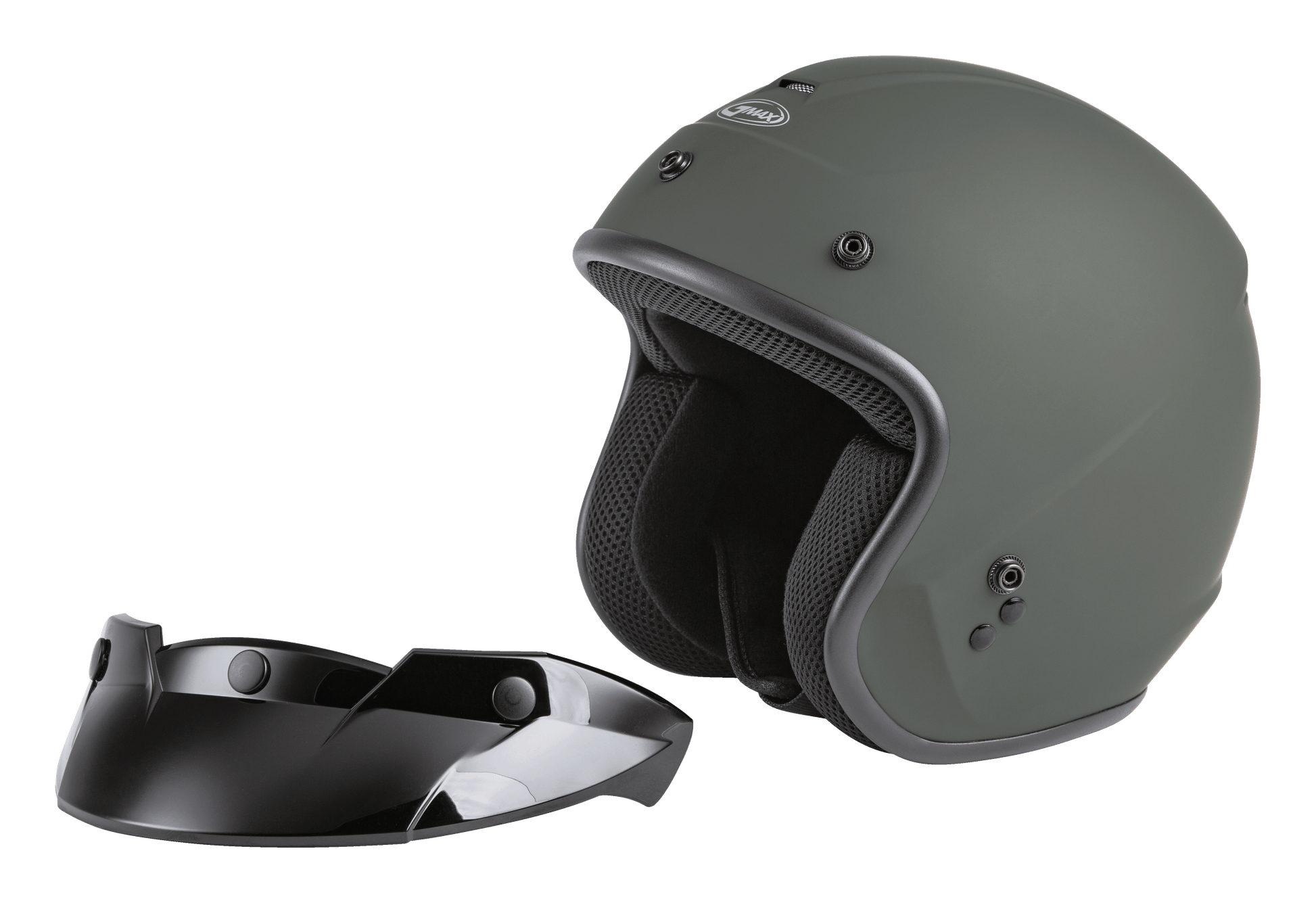 Of 2 Open Face Helmet Matte Green Lg